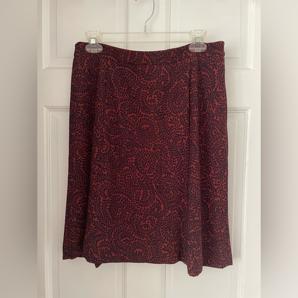 Loft red & blue paisley A-line skirt